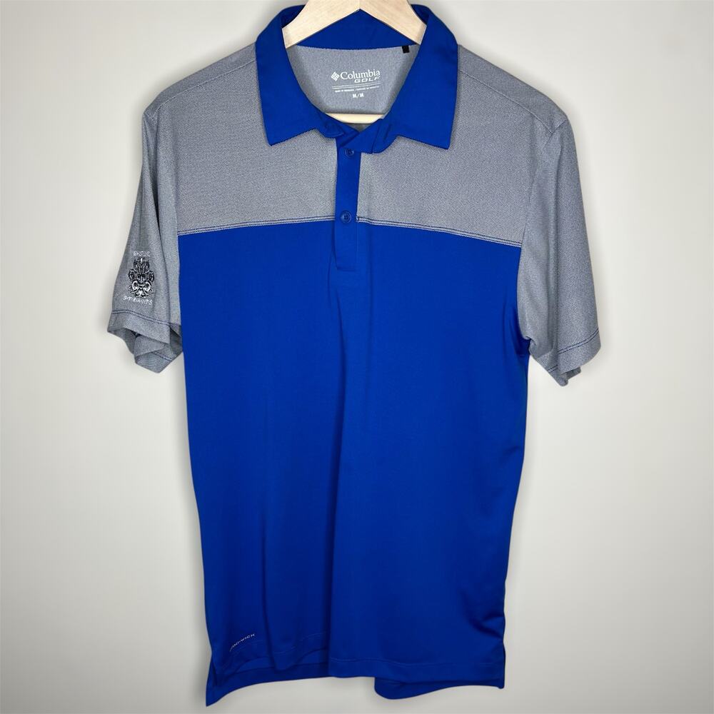 Columbia Omni-Wick Front Nine Golf Polo MEDIUM Whistling Straits Mens Shirt Blue